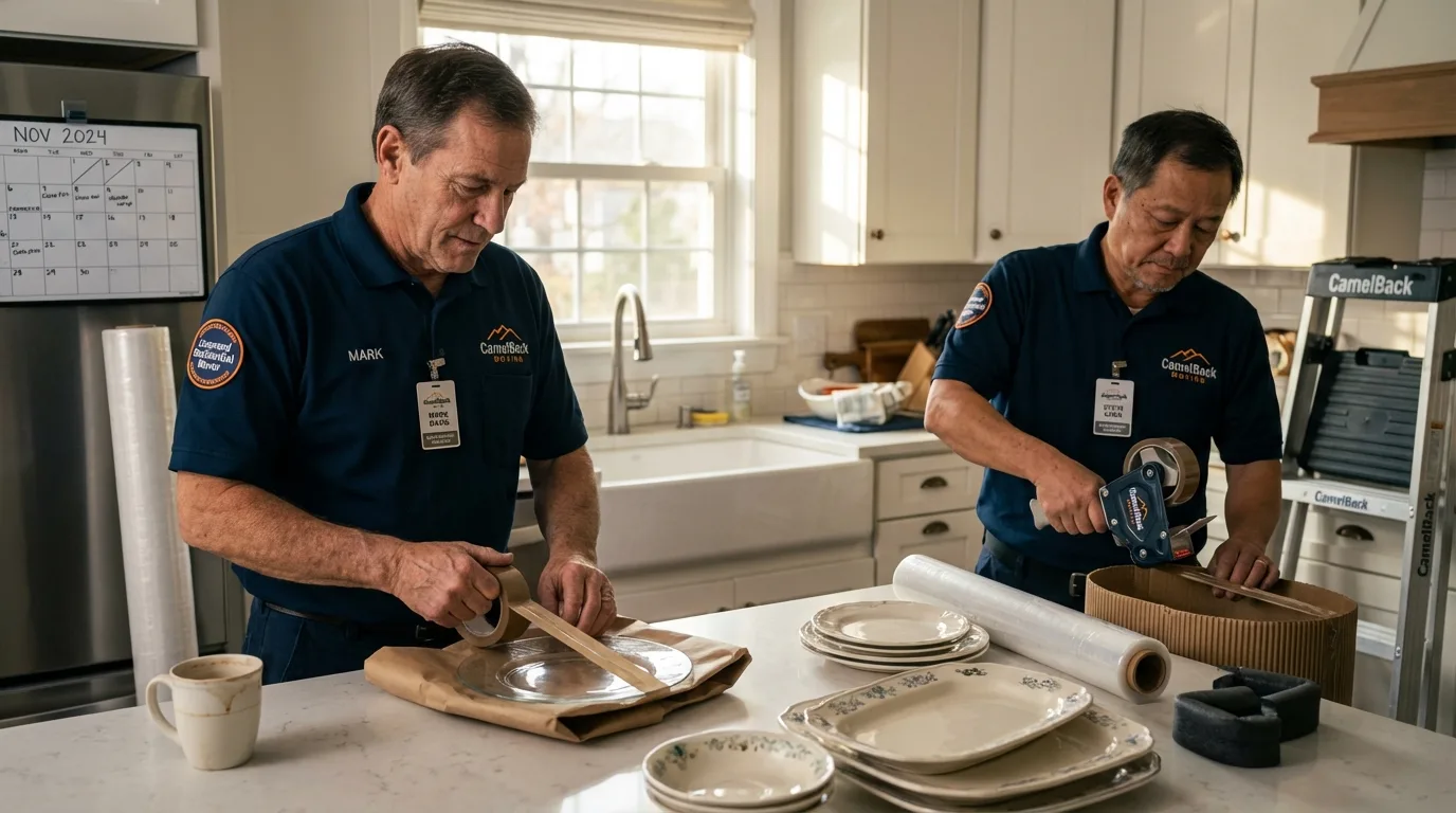 Professional crew packing kitchen dishware in Somers Point, NJ